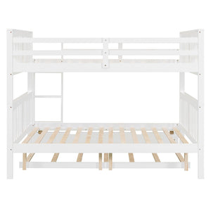 English Elm Full Over Bunk Bed with Twin Trundle Solid Pine Frame Gray Convertible LT100204AAK