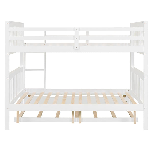 English Elm Full Over Bunk Bed with Twin Trundle Solid Pine Frame Gray Convertible LT100204AAK