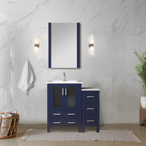 English Elm Navy Blue Single Bath Vanity With White Ceramic Top, Storage Cabinet, Chrome Faucet – Stylish & Functional B2731S01194