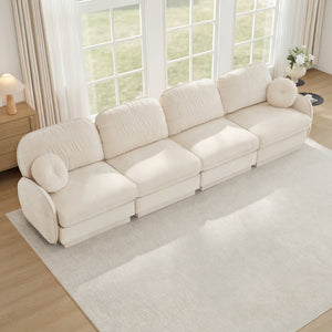English Elm 137"chenille Cloud Sofa Quilted 4 Seater with Plush Cushions for Modern Living Rooms W714S01753