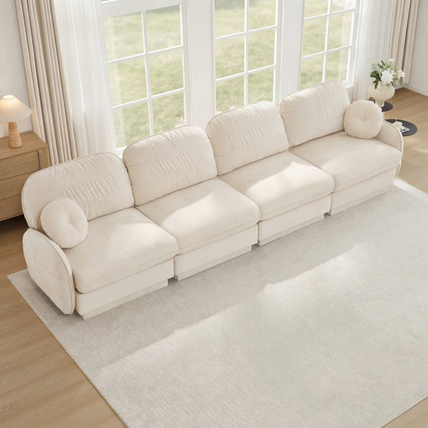 English Elm 137"chenille Cloud Sofa Quilted 4 Seater with Plush Cushions for Modern Living Rooms W714S01753