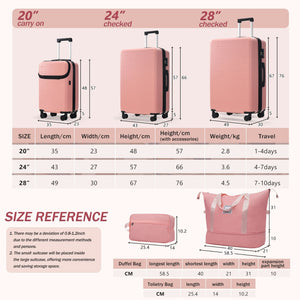 English Elm Luggage 5 Piece Hardside Abs Set with Front Access Carry on and Tsa Spinner Wheels Light Pink N732P391557U