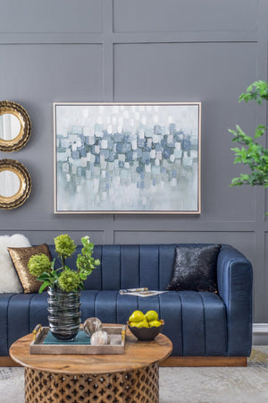 English Elm 47.2X35.4X1.5" Elegant Gray And Silver Abstract Landscape Oil Painting In Framed Modern Style W2078P313334