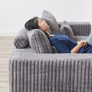 English Elm 87" Oversized Sectional Lounge Chaise – No Assembly, Cloud Plush Loveseat With 2 Footstools, Modern Comfort W834S00332