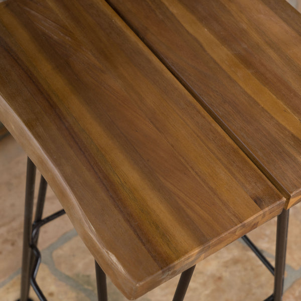 English Elm Christopher Knight Home® - DENALI Outdoor Industrial Wood & Metal Bar Stools Set of 2 — 30" Weather‑Resistant Acacia Seats, Iron Frame 61328.00