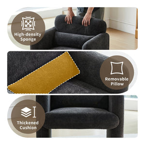 English Elm Best-selling Boucle Cloud Chair Curved Plush Upholstered Armchair with Lumbar Pillow Included Antique Dark Grey W1765P334057