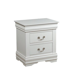 English Elm Louis Louis Philippe nightstand with two smooth-glide drawers, brushed nickel handles, durable dovetail build enhancing bedroom organization White 27 L x 18 W x 23 H B2726P252734