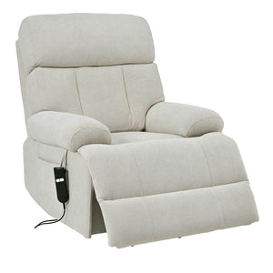 English Elm Oversized Power Lift Recliner Chair with Remote Control, Spacious Fabric Seat and Side Pocket for Comfort and Support Light Gray W1028P261273