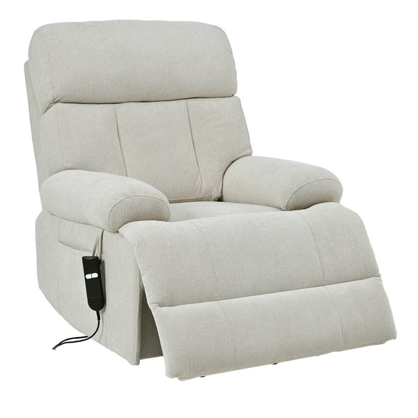 English Elm Oversized Power Lift Recliner Chair with Remote Control, Spacious Fabric Seat and Side Pocket for Comfort and Support Light Gray W1028P261273