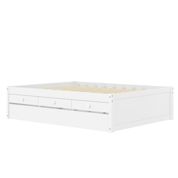 English Elm Twin Triple Metal Bunk Bed Matte Powder Coated Frame with Full Safety Guardrails W1580S00387
