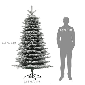 English Elm Homcom 6.5 Ft Pre-Lit Snow-Flocked Mountain Pine Tree With 400 Leds, 990 Tips For Festive Decor W2225P249684