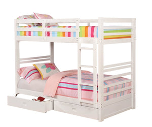 English Elm Twin Transitional Bunk Bed With Storage Drawers, Attached Ladder & Classic Mission Style Design B2741S00337-GIGA