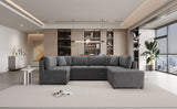 English Elm 117.3" Oversized Sectional Sofa U- Shaped Sofa Couch Pull-Out Sofa Bed With Two Throw Pillows For Living Room, Gray