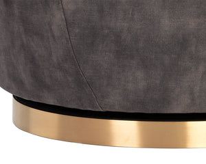 Sunpan Casey Swivel Lounge Chair - Elegant Modern Barrelback Design with Gold Stainless Steel Base Nono Shitake