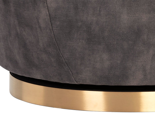 Sunpan Casey Swivel Lounge Chair - Elegant Modern Barrelback Design with Gold Stainless Steel Base Nono Shitake