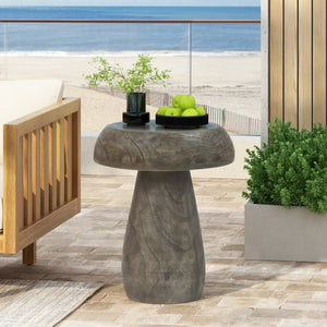 English Elm Christopher Knight Home® - MGO Mushroom Side Table with Wood-Grain Texture, Weatherproof MGO, Vintage Gray, 200lb Capacity N770P200249N
