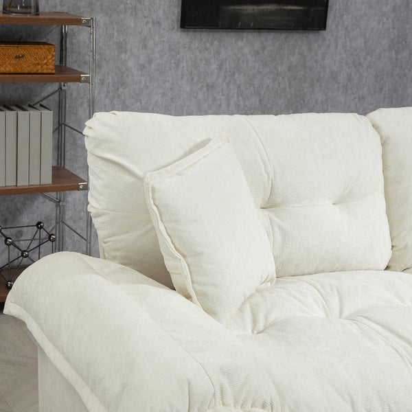English Elm 84" Chenille Sofa Loveseat with Memory Foam & Pocket Springs, Plush Dual-Layer Comfort, Sturdy Frame Beige W676S00011