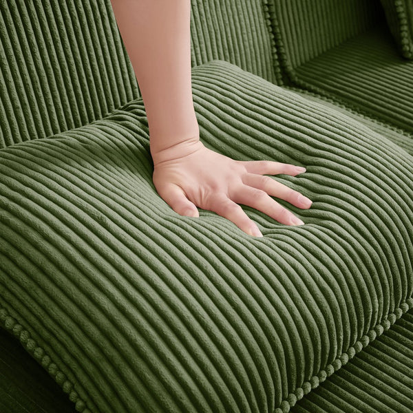 English Elm Modular 3-Seat Boneless Sofa - Luxurious Cloud Sectional Couch In Soft Green Corduroy Fabric W3041S00331