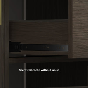 English Elm 48"dark Brown Vanity with 6 Drawers and Soft Close Doors for a Spa Bathroom Dark Brown W3133S00025