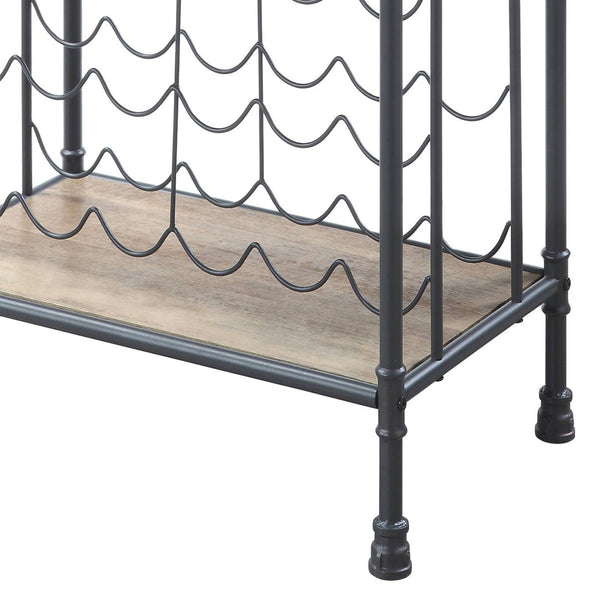 English Elm Antique Oak Industrial Wine Rack with Stemware Storage for Bars and Dining Rooms B062P186411