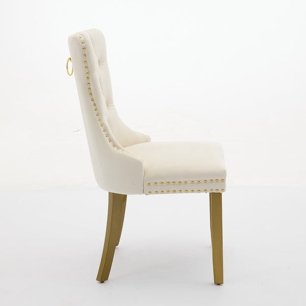English Elm A&a Velvet Tufted Dining Chairs with Nailhead Trim Solid Wood Tapered Legs Set of 2 W1143P179487