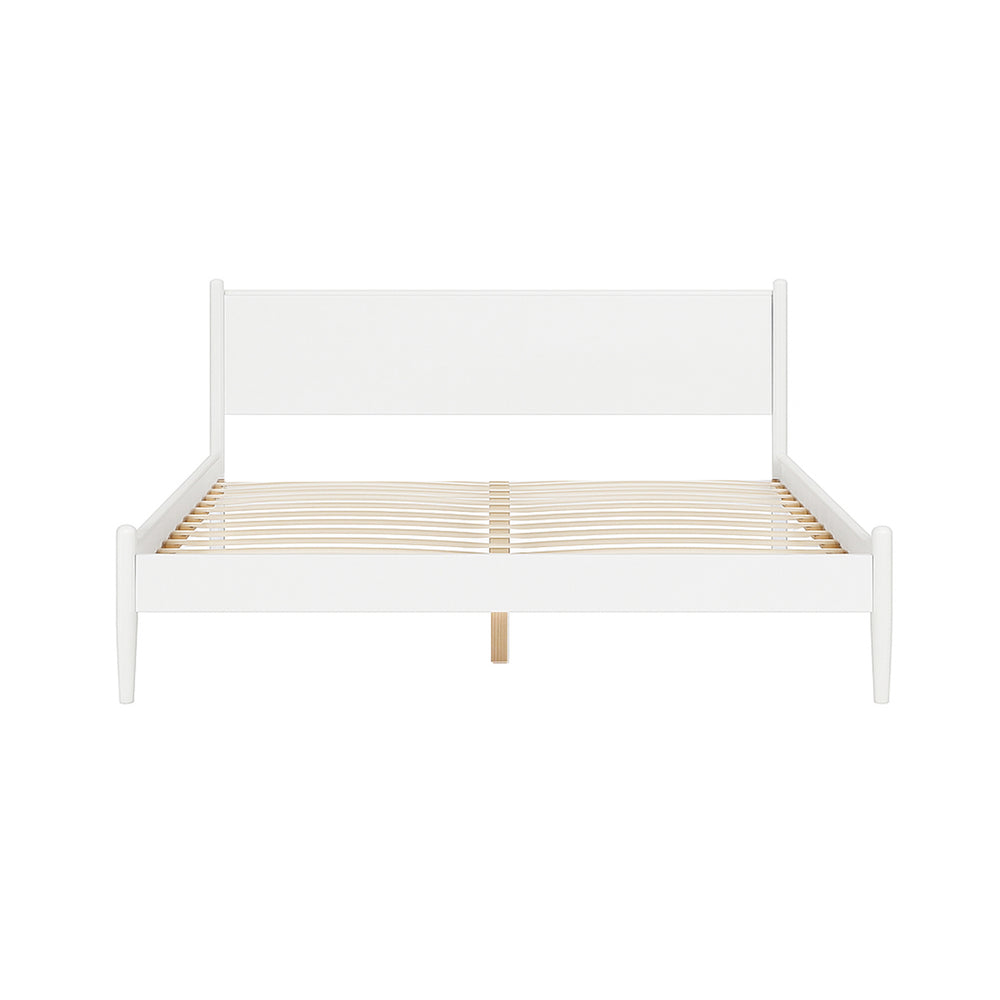 English Elm Mid-Century Elegant Eastern King Wooden Platform Bed In White Finish For Modern Bedrooms B016S00033