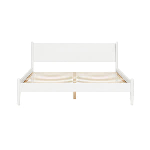 English Elm Mid-Century Elegant Eastern King Wooden Platform Bed In White Finish For Modern Bedrooms B016S00033