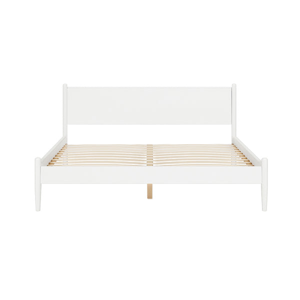 English Elm Mid-Century Elegant Eastern King Wooden Platform Bed In White Finish For Modern Bedrooms B016S00033