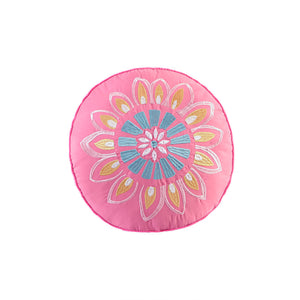 JLA Home Mi Zone - Floral Camille comforter set with vibrant medallion print, reversible pink back, embroidered round pillow, antimicrobial, machine washable 90 L x 86 W x 1H MZ10-0561