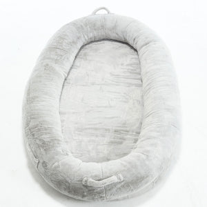 English Elm Human Giant Memory Foam Pet Bed for Adults — Plush Ergonomic Sofa with Storage Pockets & Handle Light Gray W2705P255385