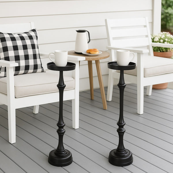 English Elm 26in. Steel Martini Side Tables Powder Coated Matte Patio Lounge Accent Set of 2 B2751P436404