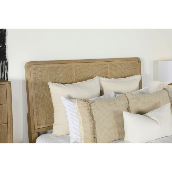 English Elm Stevie Mid-Century Eastern King Panel Bed With Sand Wash Finish & Natural Cane For Coastal Charm B062S00721-GIGA