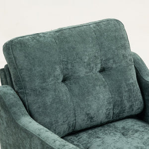 English Elm Accent Comfy chenille chair with USB charging, ergonomic wide back, high-rebound sponge, retro wooden legs Dark Green W2715P312490