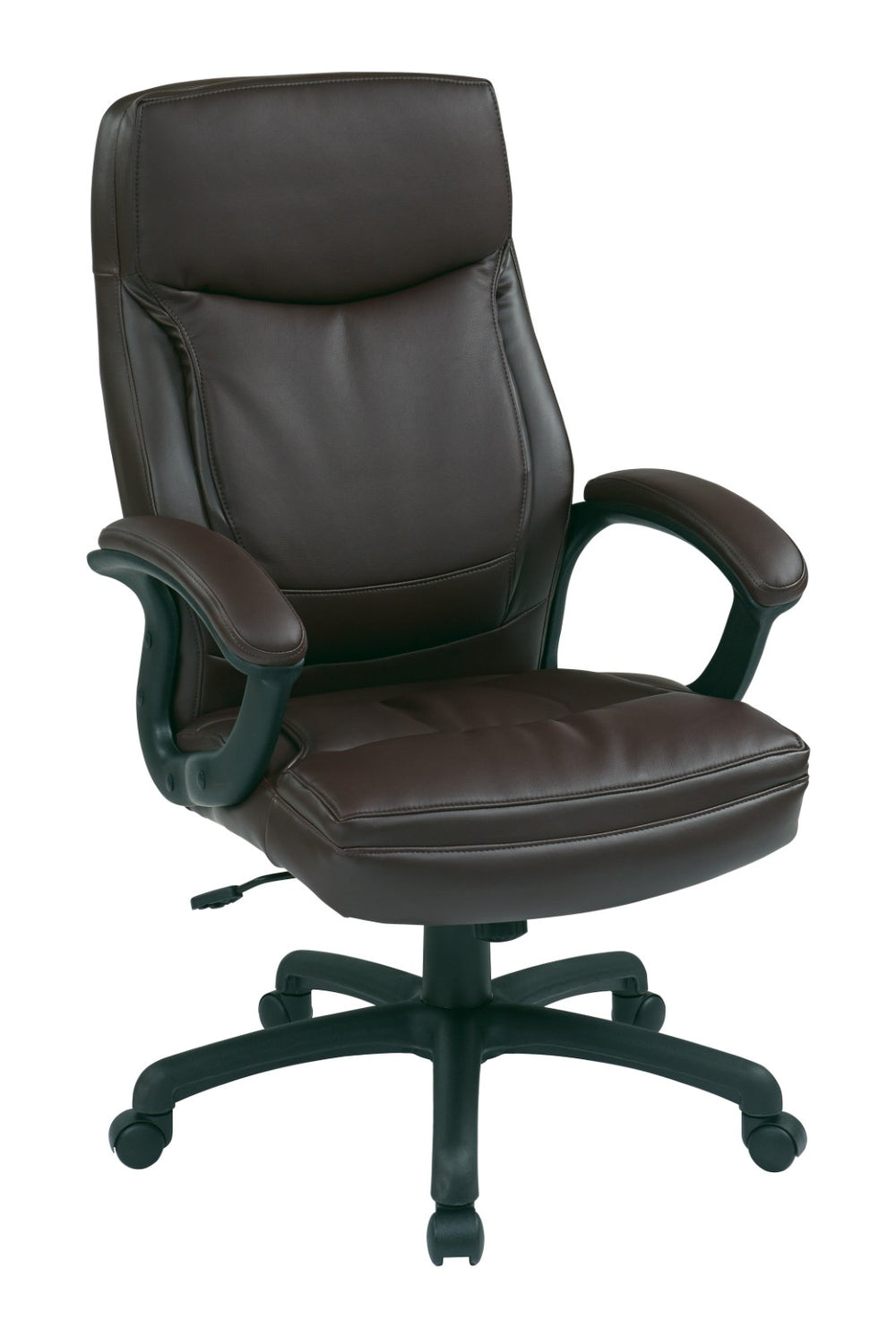 OSP Home Furnishings Executive High Back Bonded Leather Office Chair with Lumbar Support and Swivel Base Burgundy EC6583-EC4