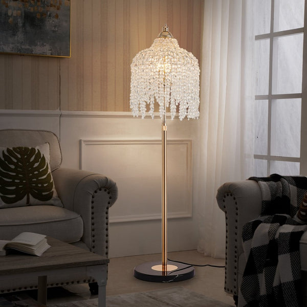 English Elm 16 Inch Gold 5-light Crystal Bead Chandelier Cascading Waterfall Pendant for Dining Rooms W1340P264005