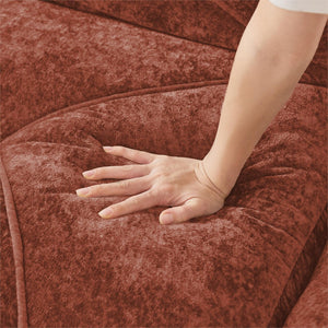 English Elm 110''boneless Velvet Sectional Sofa Modular Cloud Seating with Tufted Cushions for Living Rooms Red+Brown W714S01607