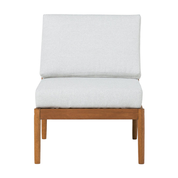 English Elm Walker Edison - Modern Outdoor Spindle Style Armless Sectional crafted from responsibly sourced eucalyptus with weather-resistant linen cushions and easy assembly instructions for durable, eco-friendly patio comfort Brown 37 L x 28 W x 14.5 H B185P326700