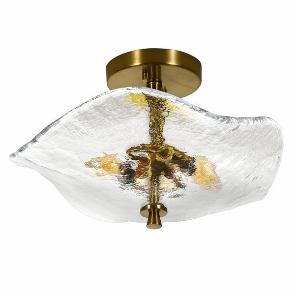 English Elm 16.5" Modern Gold Semi Flush Mount LED Ceiling Light, 2-LED Dimmable Touch Fixture for Home Ambiance W1340P316454