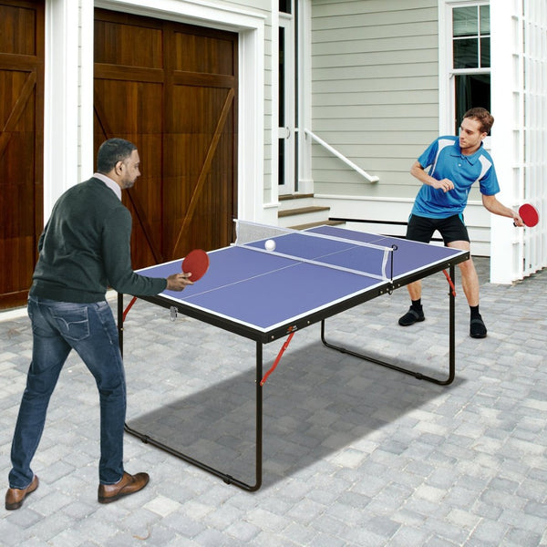 English Elm Double Fish Compact Foldable Ping Pong Table Mdf Surface Aluminum Frame Indoor Outdoor W3087P250975