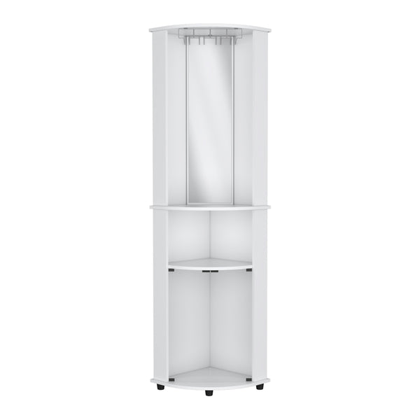English Elm Chicago 75" H Mirrored Corner Bar Cabinet With Glass Doors, Storage Shelves & Stemware Organizer B200P240239