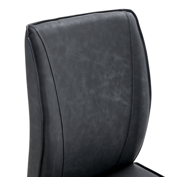 English Elm Luxury Arched Dining Chair Set Of 2 - Dark Gray Pu With Silver Metal Legs For Modern Elegance W1151P154867