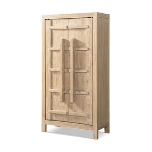 English Elm Rowan Reclaimed Pine Tall Cabinet Crossbar Double Doors Rustic Farmhouse Storage B2719P474455