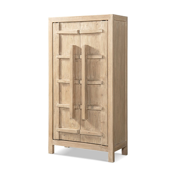 English Elm Rowan Reclaimed Pine Tall Cabinet Crossbar Double Doors Rustic Farmhouse Storage B2719P474455
