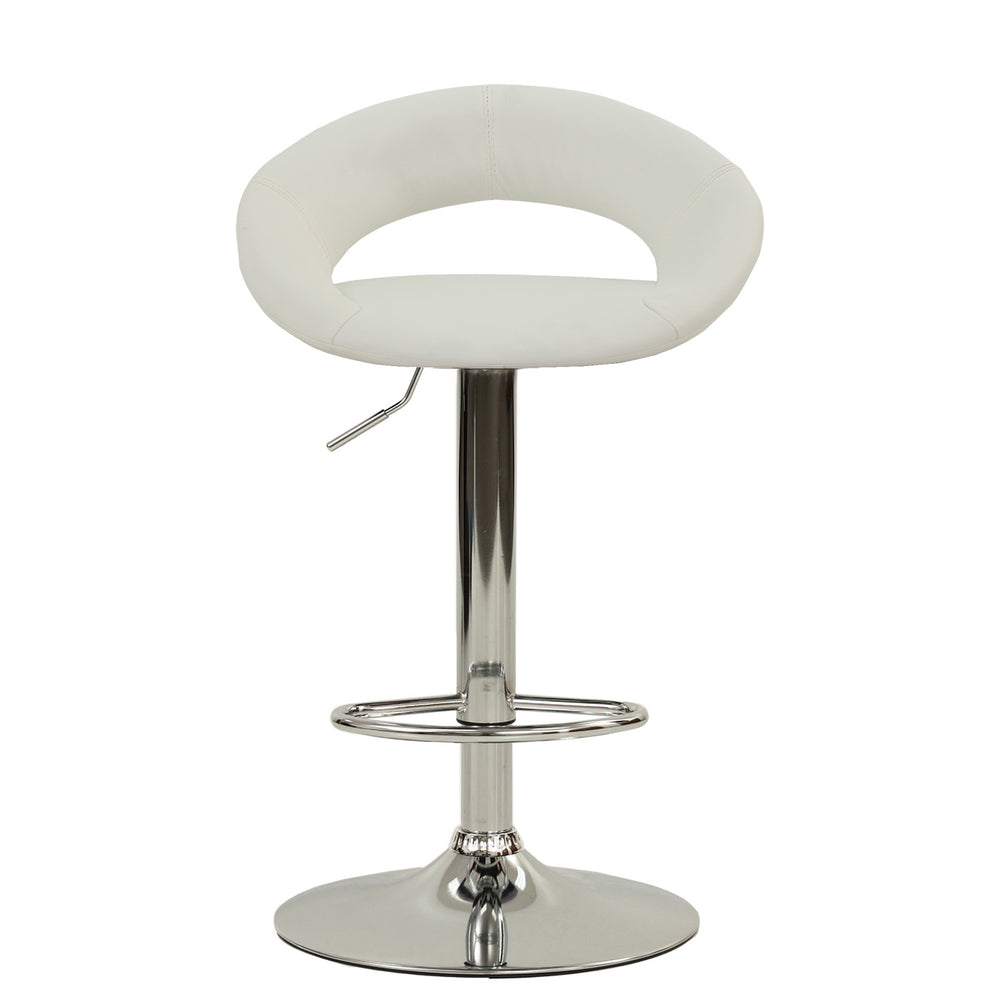 English Elm Adjustable Barstool with White Faux Leather Upholstery, Gas Lift, 360° Swivel & Footrest for Kitchen Islands B089P390147
