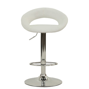 English Elm Adjustable Barstool with White Faux Leather Upholstery, Gas Lift, 360° Swivel & Footrest for Kitchen Islands B089P390147