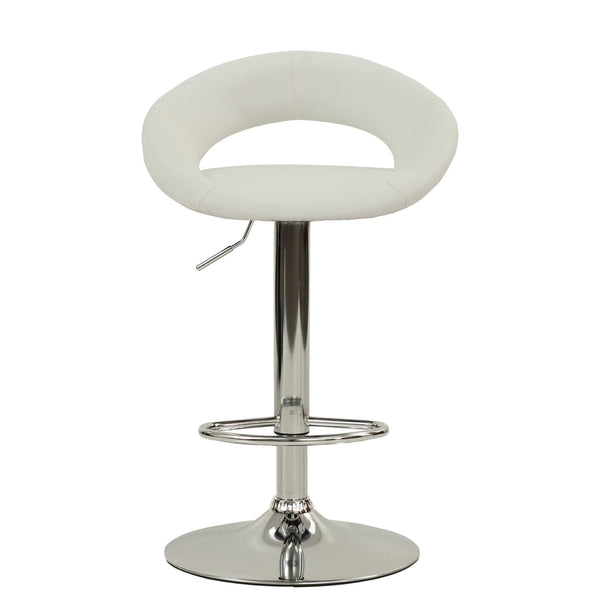 English Elm Adjustable Barstool with White Faux Leather Upholstery, Gas Lift, 360° Swivel & Footrest for Kitchen Islands B089P390147