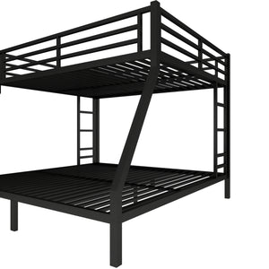 English Elm Metal Queen Over King Bunk Bed – Heavy-Duty, Space-Saving Design For Teens & Adults, Black Finish W1580S00072