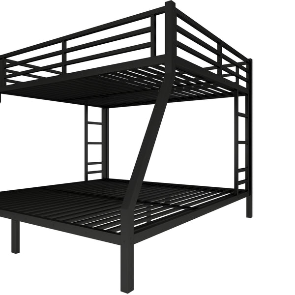 English Elm Metal Queen Over King Bunk Bed – Heavy-Duty, Space-Saving Design For Teens & Adults, Black Finish W1580S00072