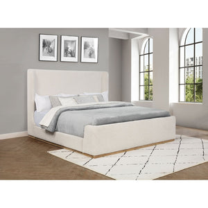 English Elm Kensington Boucle Wingback Eastern King Bed with Oak Base and Platform Frame B062S01821