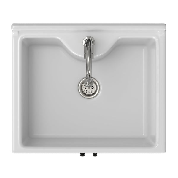 English Elm Hennessy Shaker Style Laundry Sink Cabinet with Deep Abs Basin and Nickel Hardware B136P427208